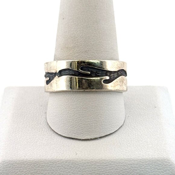 Vintage Estate Men’s Sterling Silver 925 Wave Design Band Ring Size 11.5 8.3g - Picture 1 of 8